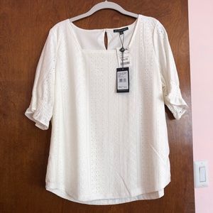 White eyelet blouse w/ square neck- NWT